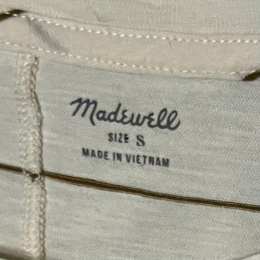 Madewell Cream & Brown Striped Long Sleeve Crew Neck T-Shirt w/Side Vents Sz S - Picture 10 of 11